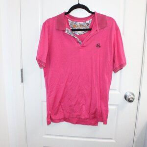 Robert Graham Mens Hot Pink Polo Short Sleeve Shirt Skull Embroidered Size Small